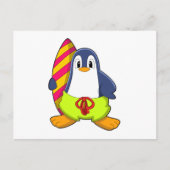 Carte Postale Penguin comme surfer avec Surfer (Devant)