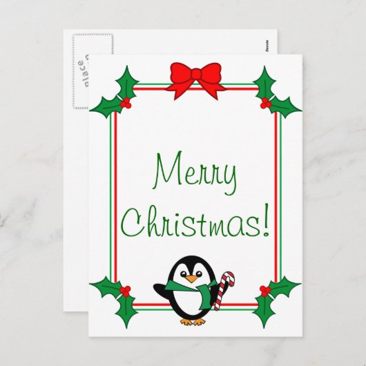 Carte postale Penguin de Noël (Devant / Derrière)