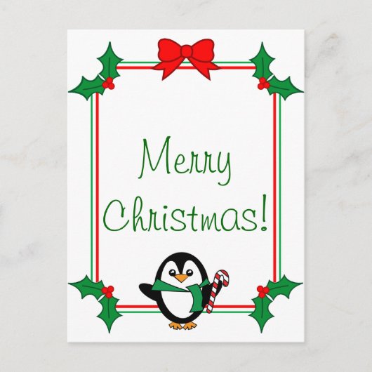 Carte postale Penguin de Noël (Devant)