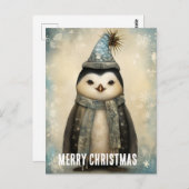Carte Postale Penguin de Noël festif (Devant / Derrière)