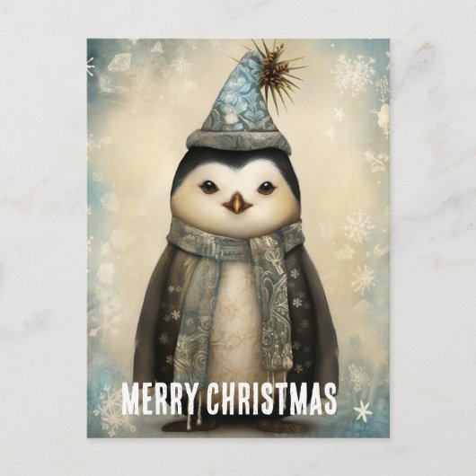 Carte Postale Penguin de Noël festif (Devant)