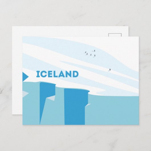 Carte Postale Penguin en Islande Design (Devant / Derrière)