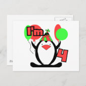 Carte Postale Penguin I'm 4 Tshirts et cadeaux (Devant / Derrière)