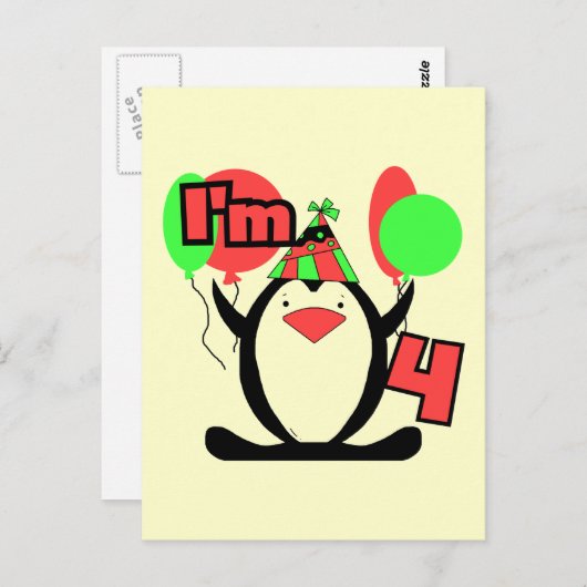 Carte Postale Penguin I'm 4 Tshirts et cadeaux (Devant / Derrière)
