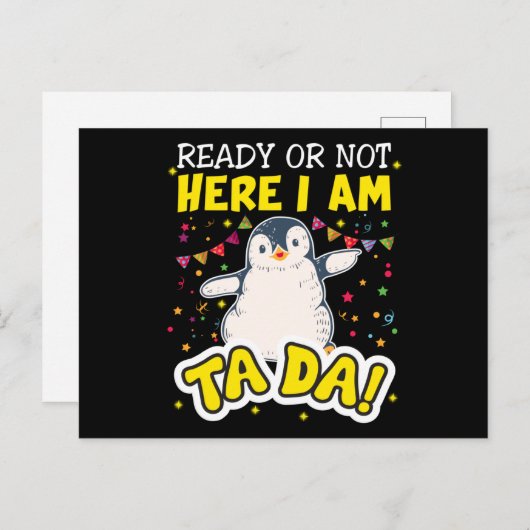 Carte Postale Penguin Ta Da (Devant / Derrière)