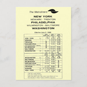 Carte Postale Penn Central Railroad Metroliner Horaire