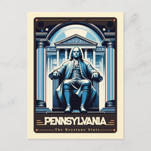Carte Postale Pennsylvania | Esprit patriotique Vintage (Devant)