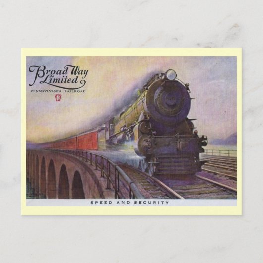 Carte Postale Pennsylvania Railroad Broadway Limited, Vintage (Devant)