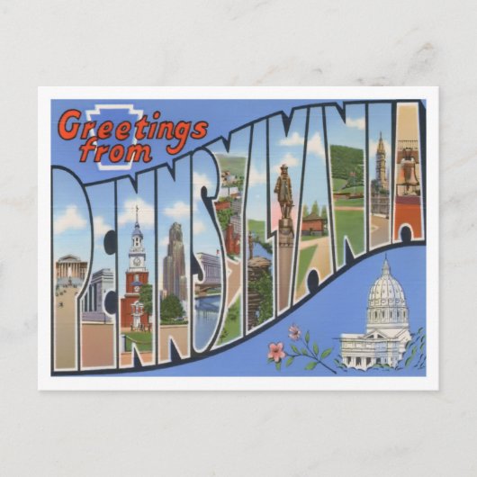 Carte postale Pennsylvania Vintage Big Letters (Devant)