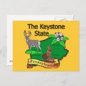 Carte Postale Pennsylvanie La Fleur de cerfs d'État Keystone (Devant / Derrière)