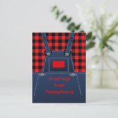 Carte Postale Pennsylvanie Overalls Buffalo Plaid (Debout devant)