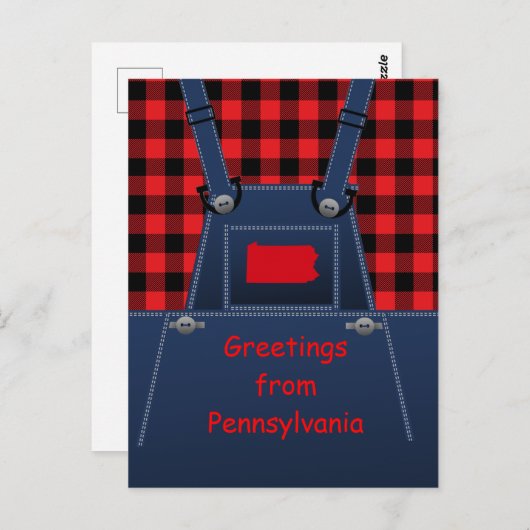 Carte Postale Pennsylvanie Overalls Buffalo Plaid (Devant / Derrière)