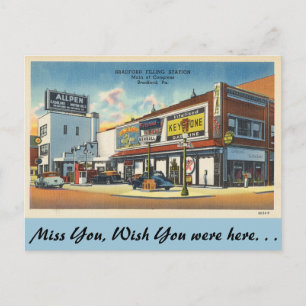 Carte Postale Pennsylvanie, station de remplissage, Bradford