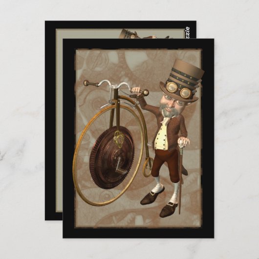 Carte Postale Penny Farthing Steampunk (Devant / Derrière)