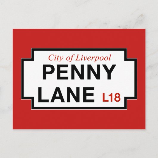 Carte Postale Penny Lane, panneau de rue, Liverpool, Royaume-Uni (Devant)