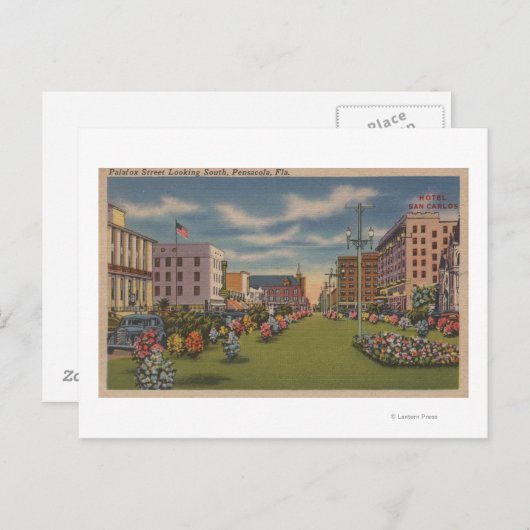 Carte Postale Pensacola, FL - Vue Sud de Palafox (Devant / Derrière)