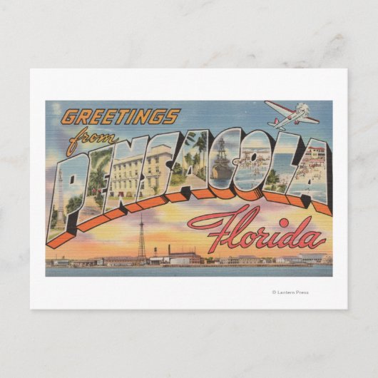 Carte Postale Pensacola, Floride - Grandes Lettres Scènes 2 (Devant)