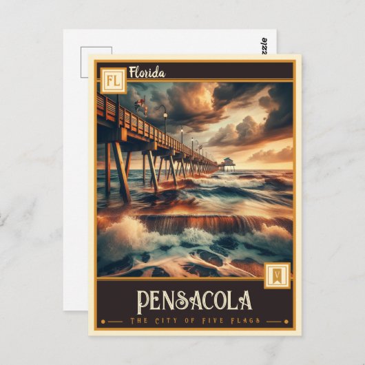 Carte Postale Pensacola, Floride | VINTAGE (Devant / Derrière)