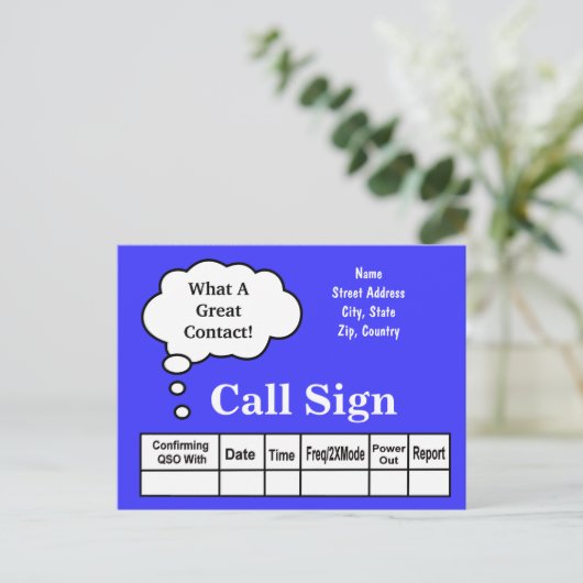 Carte Postale Pensée Bubble Ham Radio QSL Card Customisez-Le! (Debout devant)