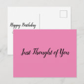 Carte postale - Pensée : Joyeux anniversaire, femm (Devant / Derrière)