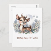 Carte Postale Pensée personnalisée cerf mignon d'hiver (Devant / Derrière)