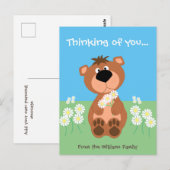 Carte Postale Pensée Personnalisée De Vous Mignonne Ours Drôle (Devant / Derrière)