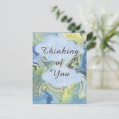 Carte Postale "Pensée pour toi" Jour de pluie Abstrait Eau (Debout devant)