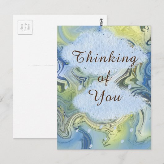 Carte Postale "Pensée pour toi" Jour de pluie Abstrait Eau (Devant / Derrière)