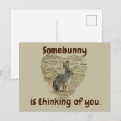 Carte Postale Pensée pour toi Mignon Lapin Tu me manques Amitié (Devant / Derrière)