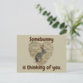 Carte Postale Pensée pour toi Mignon Lapin Tu me manques Amitié (Debout devant)