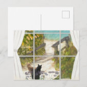 CARTE POSTALE PENSÉE POUR VOUS Chats et Océan (Devant / Derrière)