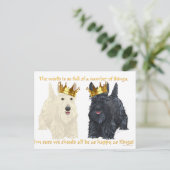 Carte Postale Pensées heureuses de Scottish Terriers (Debout devant)