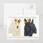 Carte Postale Pensées heureuses de Scottish Terriers (Devant / Derrière)