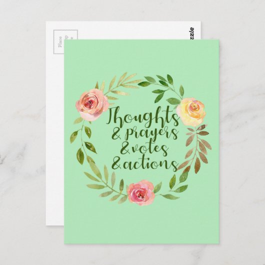 Carte Postale Pensées Prières Votes Actions Résister (Devant / Derrière)