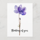 Carte Postale "Penser à vous" avec la fleur violette (Devant)