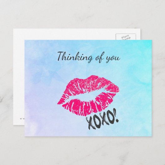 Carte Postale Penser à vous baiser les lèvres (Devant / Derrière)