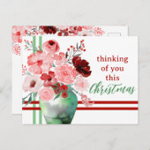 Carte Postale Penser à vous cette Fleur d'aquarelle de Noël (Devant / Derrière)