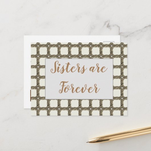 Carte Postale Penser à vous Chaîne d'or Aimer vous soeur (Devant/Arrière en situation)