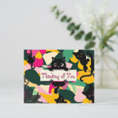 Carte Postale Penser à vous Chats et Florals (Debout devant)