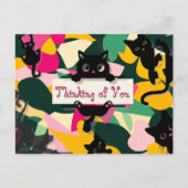 Carte Postale Penser à vous Chats et Florals (Devant)