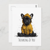 Carte Postale Penser À Vous, Chien-Putain Français Portant Le Ma (Devant / Derrière)