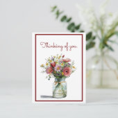 Carte Postale Penser à vous des marguerites d'aquarelle dans un (Debout devant)