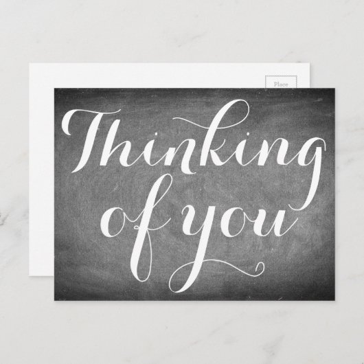 Carte Postale Penser à vous écriture manuscrite Typographie noir (Devant / Derrière)
