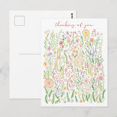 Carte Postale Penser à vous Fleurs Champs Pré Floral (Devant / Derrière)
