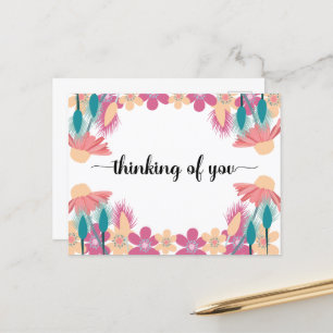 Carte Postale Penser à vous Fleurs de printemps avec texte modif