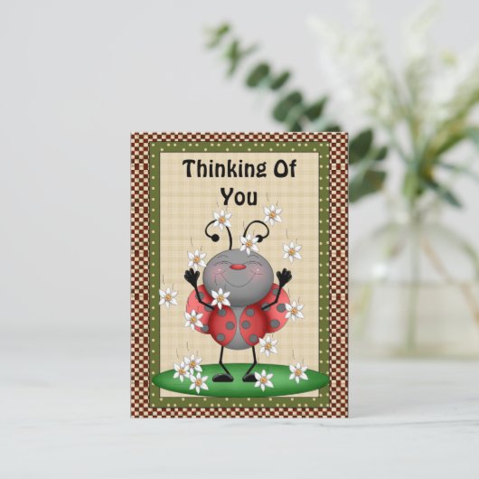 Carte Postale Penser À Vous Ladybug Postcard (Debout devant)