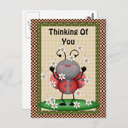 Carte Postale Penser À Vous Ladybug Postcard (Devant / Derrière)