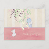 Carte Postale Penser à vous mignon souris blanches (Devant)