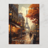 Carte Postale Penser à vous Paris sur la scène de l'automne pluv (Devant)