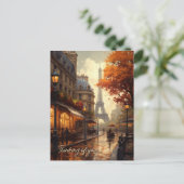 Carte Postale Penser à vous Paris sur la scène de l'automne pluv (Debout devant)